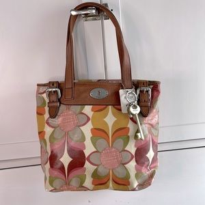 Fossil Tote Key Per Orange Multi bag